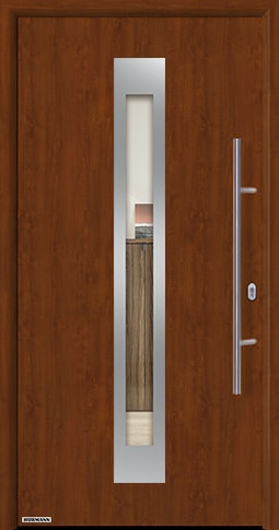 Входная дверь Hormann (Германия) Thermo65, Мотив 750F с декором поверхности под древесину, цвет темный дуб