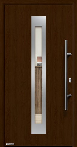 Входная дверь Hormann (Германия) Thermo65, Мотив 750F с декором поверхности под древесину, цвет ночной дуб